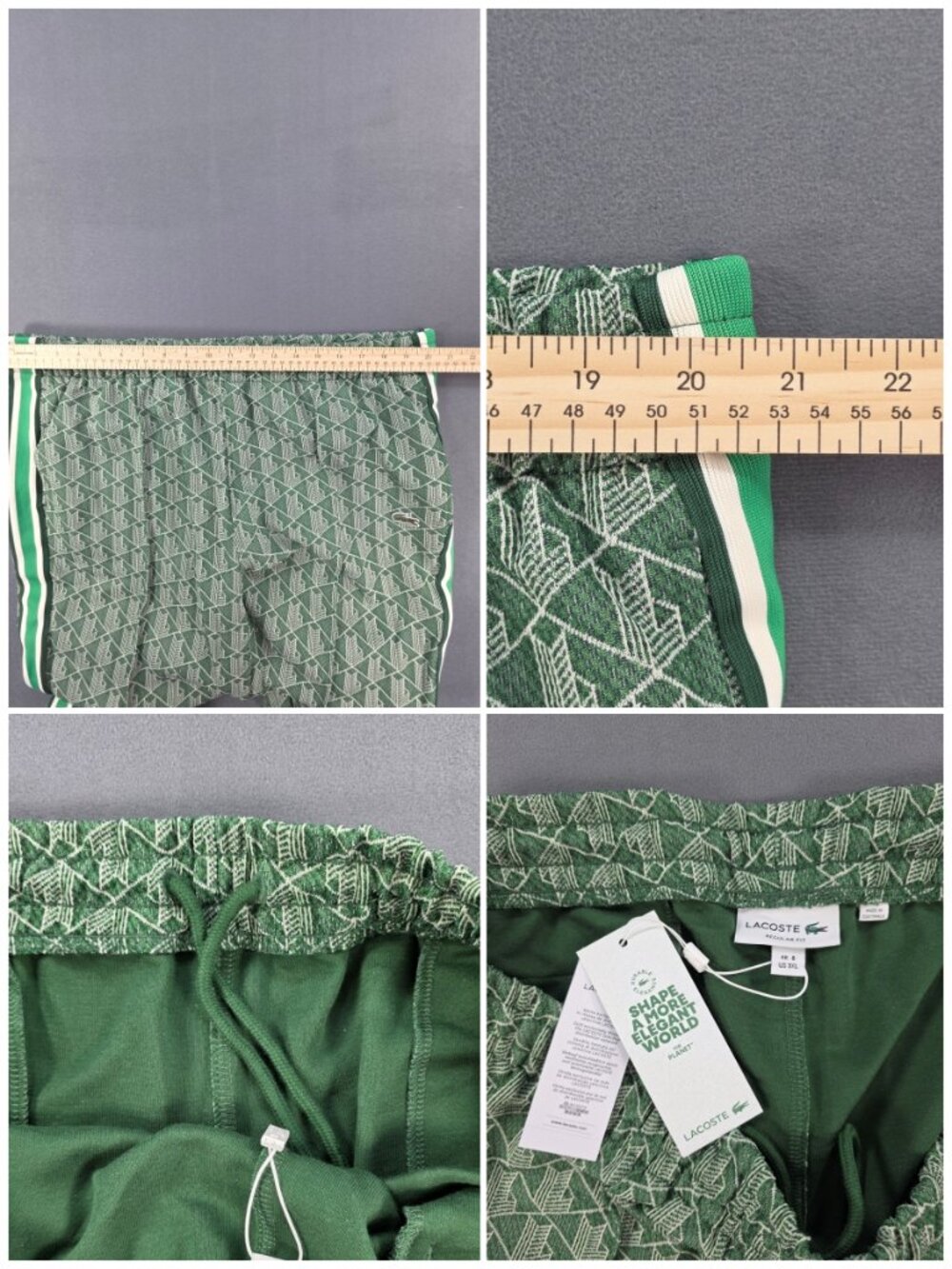 Lacoste Paris Monogram Sweatpants Men's 3XL Green Jacquard NWT - Picture 4 of 8